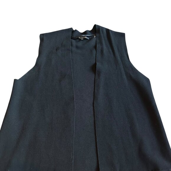 Kobi Halperin Black Open-Front Long-Length Vest Topper Fringe Pockets Size Small - Picture 2 of 13